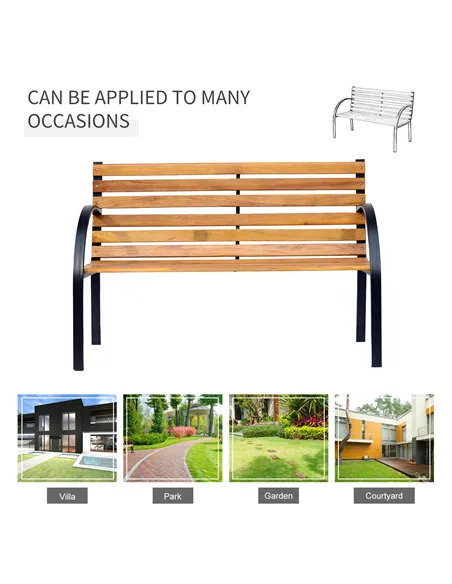 Outsunny Garden Bench, 122Lx60Wx80H cm-Steel/Wood