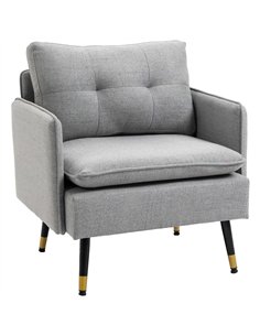 HOMCOM Modern Accent Chair, Upholstered Button Tufted Occasional Chair for Living Room and Bedroom, Grey