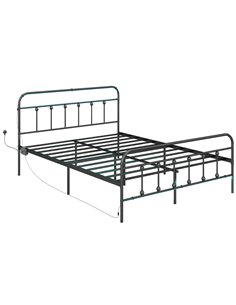 HOMCOM King Bed Frame with LED Lights and Charging Station, Metal Platform Bed Frame with Under Bed Storage, Black 2