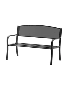 Outsunny Garden Bench Furniture Patio Park 2 Person Chair Seat Steel Black 120cm Outdoor