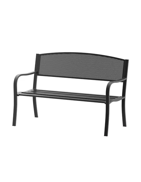Outsunny Garden Bench Furniture Patio Park 2 Person Chair Seat Steel Black 120cm Outdoor