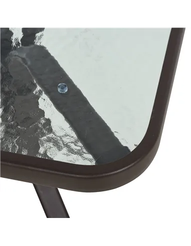 Outsunny 3 Pieces Garden Gliding Chair Set, Metal Frame 2 Single Armchair Swing Seater and 1 Glass Top Coffee Table w/ Breath Me