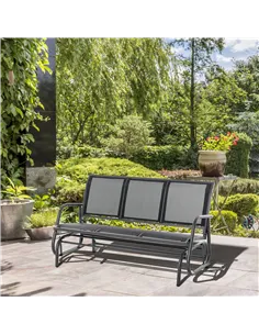 Outsunny 3-Seat Glider Rocking Chair for 3 People Garden Bench Patio Furniture Metal Frame, Black 2