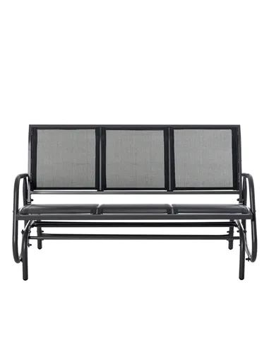 Outsunny 3-Seat Glider Rocking Chair for 3 People Garden Bench Patio Furniture Metal Frame, Black