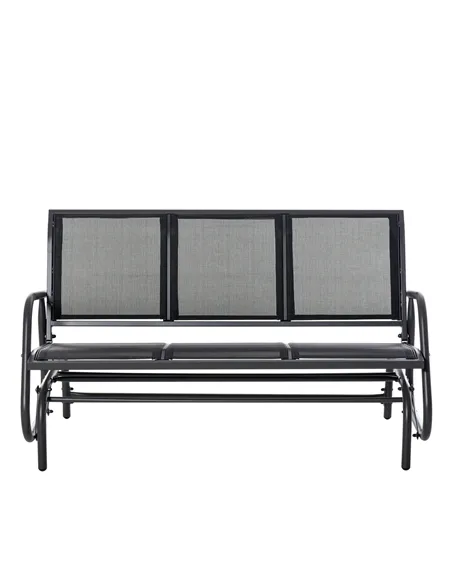 Outsunny 3-Seat Glider Rocking Chair for 3 People Garden Bench Patio Furniture Metal Frame, Black