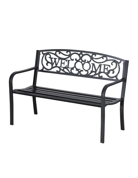 Outsunny 126Lx60Wx85H cm Steel Bench-Black