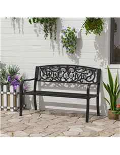 Outsunny 126Lx60Wx85H cm Steel Bench-Black 2