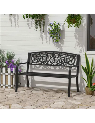 Outsunny 126Lx60Wx85H cm Steel Bench-Black