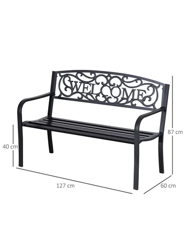 Outsunny 126Lx60Wx85H cm Steel Bench-Black