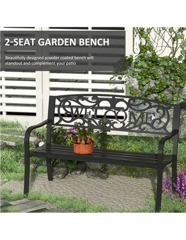 Outsunny 126Lx60Wx85H cm Steel Bench-Black