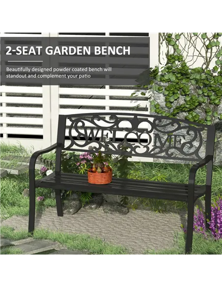 Outsunny 126Lx60Wx85H cm Steel Bench-Black