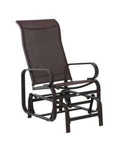 Outsunny Outdoor Gliding Rocking Chair with Sturdy Metal Frame Garden Comfortable Swing Chair, Brown