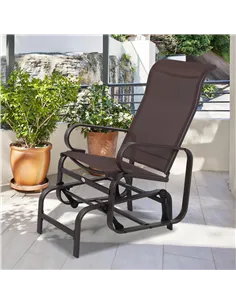 Outsunny Outdoor Gliding Rocking Chair with Sturdy Metal Frame Garden Comfortable Swing Chair, Brown 2