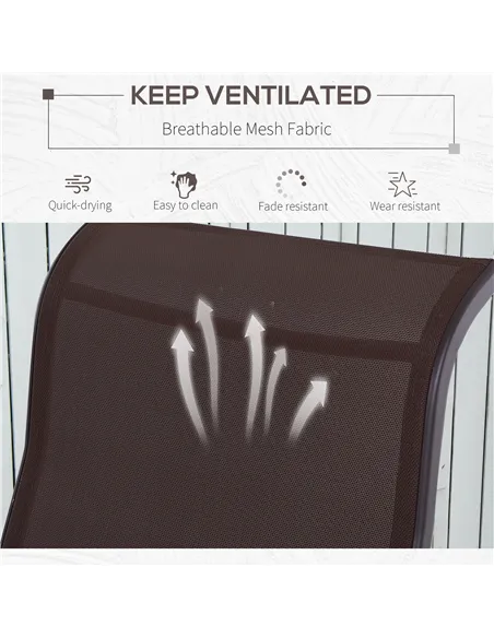 Outsunny Outdoor Gliding Rocking Chair with Sturdy Metal Frame Garden Comfortable Swing Chair, Brown