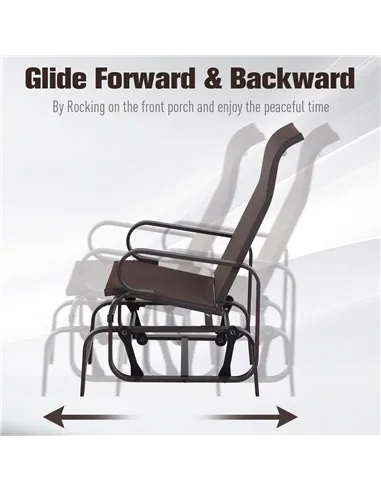Outsunny Outdoor Gliding Rocking Chair with Sturdy Metal Frame Garden Comfortable Swing Chair, Brown