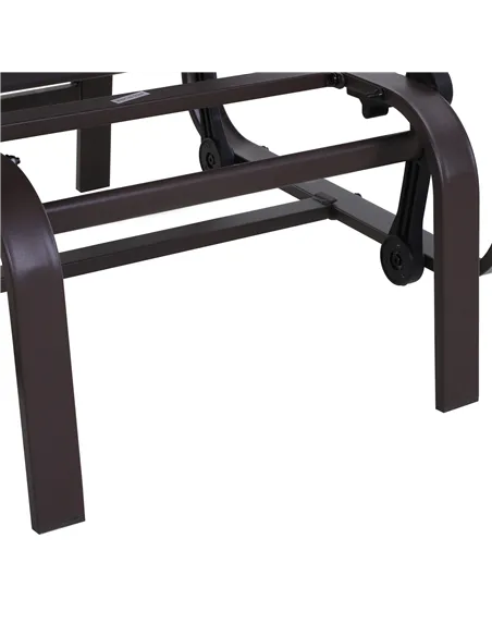 Outsunny Outdoor Gliding Rocking Chair with Sturdy Metal Frame Garden Comfortable Swing Chair, Brown