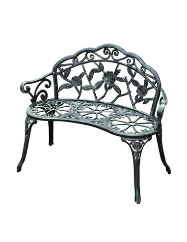 Outsunny Cast Aluminum Garden Bench-Antique Green