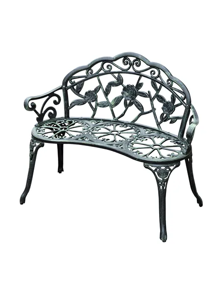 Outsunny Cast Aluminum Garden Bench-Antique Green