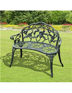Outsunny Cast Aluminum Garden Bench-Antique Green 2