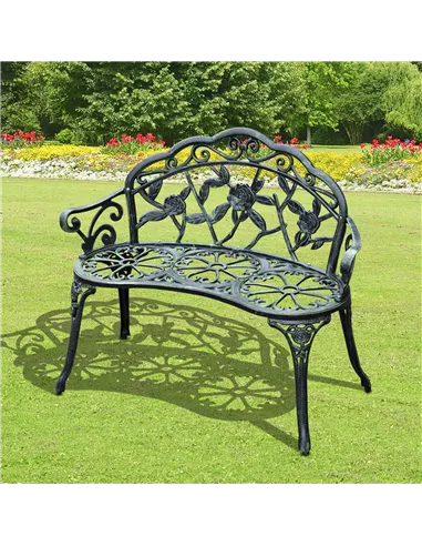 Outsunny Cast Aluminum Garden Bench-Antique Green