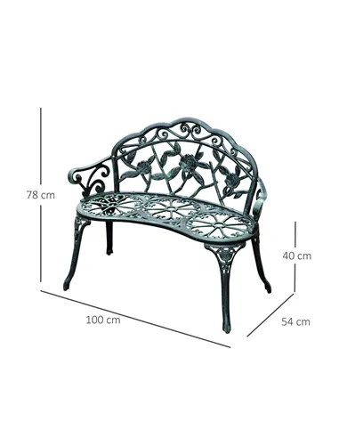 Outsunny Cast Aluminum Garden Bench-Antique Green