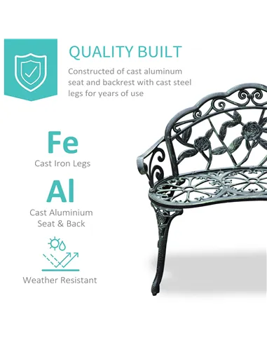 Outsunny Cast Aluminum Garden Bench-Antique Green
