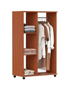 HOMCOM Open Wardrobe on Wheels, Bedroom Wardrobe with Clothes Hanging Rail, 3 Storage Shelves, Mobile Garment Rack for Cloakroom
