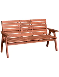 Outsunny Fir Wood Convertible 2 to 3 Seater Outdoor Garden Bench Wood Tone