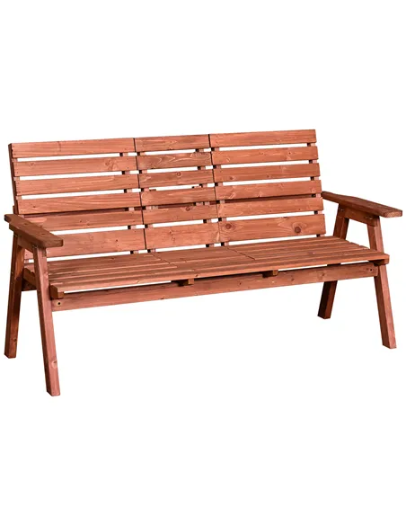 Outsunny Fir Wood Convertible 2 to 3 Seater Outdoor Garden Bench Wood Tone