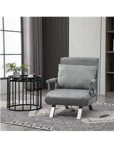 HOMCOM Suedette Adjustable Back Futon Sofa Chair - Grey 2