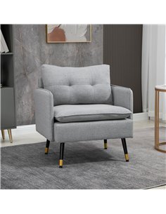 HOMCOM Modern Accent Chair, Upholstered Button Tufted Occasional Chair for Living Room and Bedroom, Grey 2