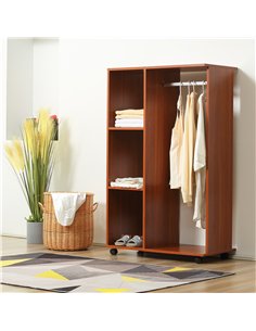 HOMCOM Open Wardrobe on Wheels, Bedroom Wardrobe with Clothes Hanging Rail, 3 Storage Shelves, Mobile Garment Rack for Cloakroom 2