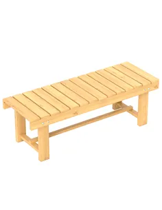 Outsunny 1 Piece 2-seater Outdoor Indoor Wooden Garden Bench Fir Patio Loveseat, 110L x 38W x 35Hcm, Natural