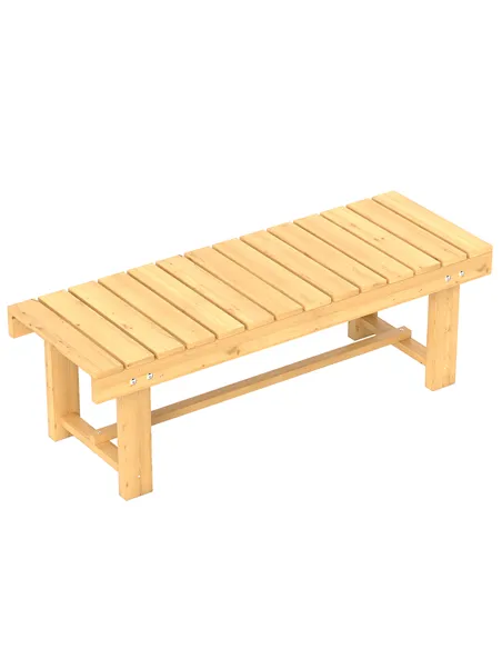 Outsunny 1 Piece 2-seater Outdoor Indoor Wooden Garden Bench Fir Patio Loveseat, 110L x 38W x 35Hcm, Natural
