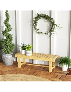 Outsunny 1 Piece 2-seater Outdoor Indoor Wooden Garden Bench Fir Patio Loveseat, 110L x 38W x 35Hcm, Natural 2