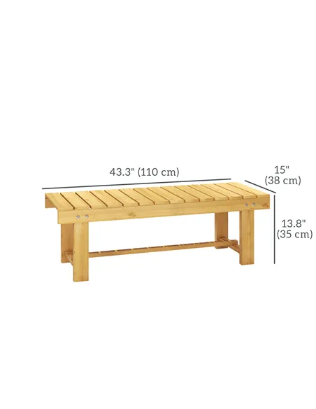 Outsunny 1 Piece 2-seater Outdoor Indoor Wooden Garden Bench Fir Patio Loveseat, 110L x 38W x 35Hcm, Natural