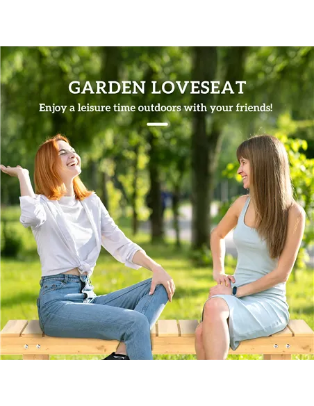 Outsunny 1 Piece 2-seater Outdoor Indoor Wooden Garden Bench Fir Patio Loveseat, 110L x 38W x 35Hcm, Natural