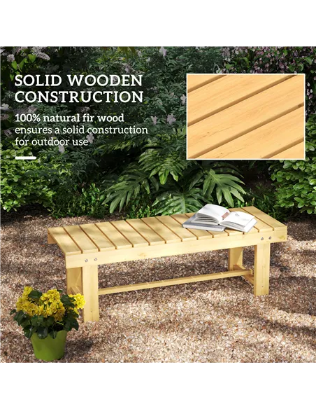 Outsunny 1 Piece 2-seater Outdoor Indoor Wooden Garden Bench Fir Patio Loveseat, 110L x 38W x 35Hcm, Natural