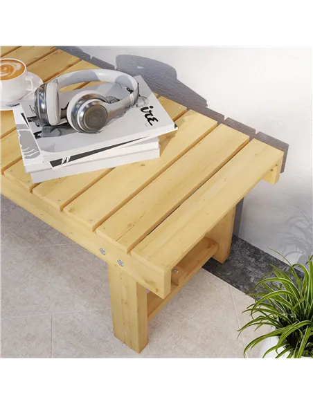 Outsunny 1 Piece 2-seater Outdoor Indoor Wooden Garden Bench Fir Patio Loveseat, 110L x 38W x 35Hcm, Natural