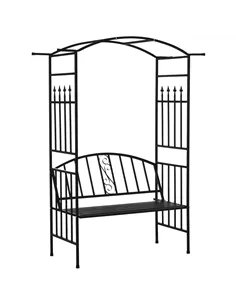 Outsunny Steel Frame Outdoor Garden Arch w/ 2-Seater Bench Black
