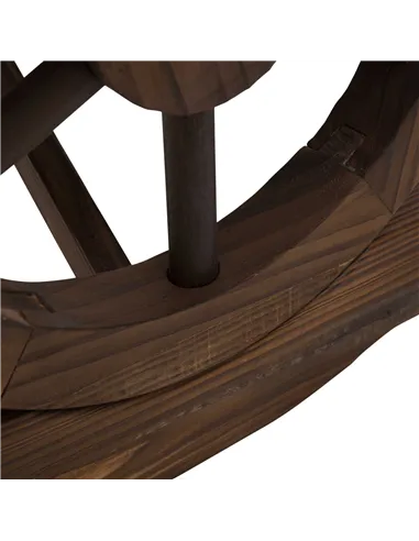 Outsunny Garden Rustic Wooden Bench Wheel-Shaped Legs Slatted Seat Stable Reinforced Structure Outdoor Patio Garden 2-Person Ben