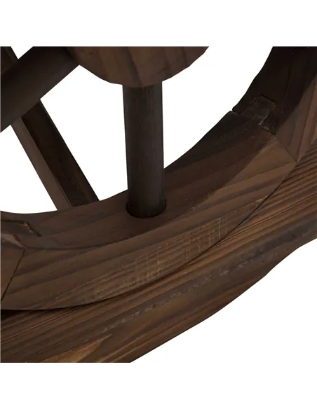 Outsunny Garden Rustic Wooden Bench Wheel-Shaped Legs Slatted Seat Stable Reinforced Structure Outdoor Patio Garden 2-Person Ben