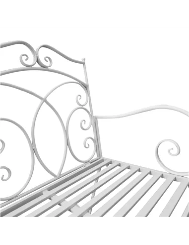 Outsunny Patio 2 Seater Rocking Bench Steel Garden Outdoor Garden Loveseat Chair w/ Decorative Backrest White