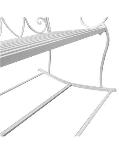 Outsunny Patio 2 Seater Rocking Bench Steel Garden Outdoor Garden Loveseat Chair w/ Decorative Backrest White