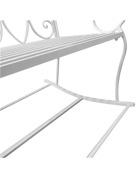 Outsunny Patio 2 Seater Rocking Bench Steel Garden Outdoor Garden Loveseat Chair w/ Decorative Backrest White