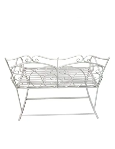 Outsunny Patio 2 Seater Rocking Bench Steel Garden Outdoor Garden Loveseat Chair w/ Decorative Backrest White