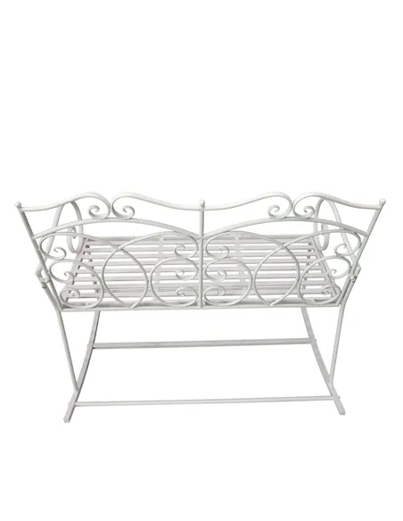 Outsunny Patio 2 Seater Rocking Bench Steel Garden Outdoor Garden Loveseat Chair w/ Decorative Backrest White