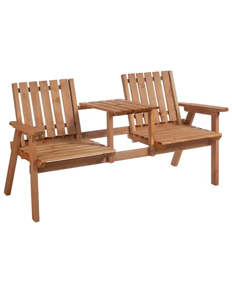 Outsunny 2-Seater Fir Wood Bench w/ Centre Table
