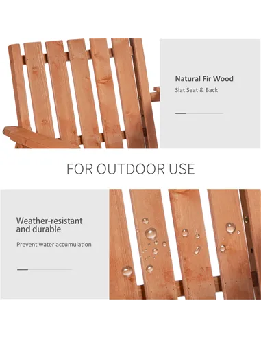 Outsunny 2-Seater Fir Wood Bench w/ Centre Table