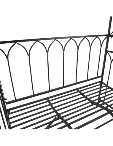 Outsunny Garden Metal Frame Bench W/Arch for Various Climbing Plant, 115Lx50Wx203H cm-Black